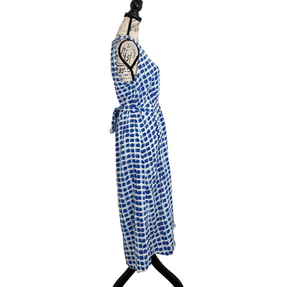 Kate Spade Island Stamp Dress Sleeveless Blue White Tie-Back Womens Size XL - Picture 3 of 8